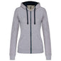 SWEAT-SHIRT À CAPUCHE CONTRASTÉ ET FERMETURE ÉCLAIR COMPLÈTE POUR FEMME