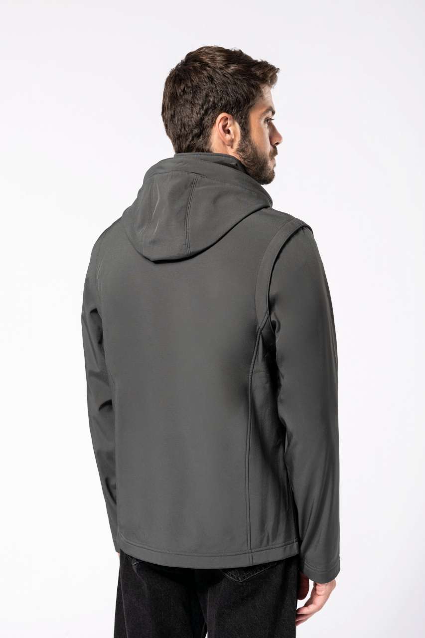 VESTE SOFTSHELL UNISEXE 3 COUCHES À CAPUCHE AVEC MANCHES AMOVIBLES