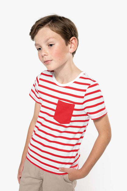 T-SHIRT MARIN À MANCHES COURTES ET POCHE POUR ENFANT