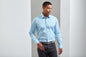 CHEMISE À MANCHES LONGUES EN POPELINE DE COTON STRETCH POUR HOMME