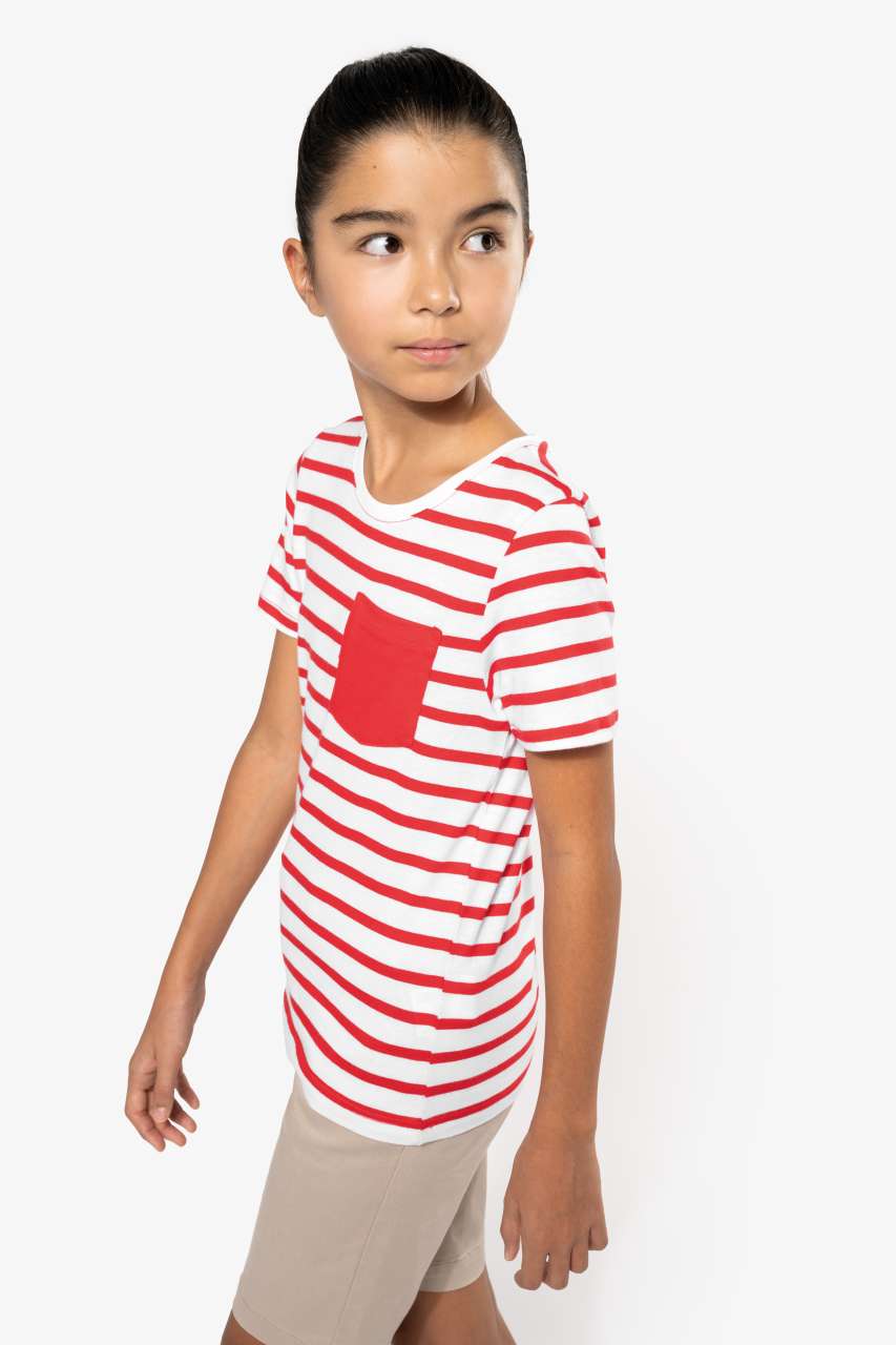 T-SHIRT MARIN À MANCHES COURTES ET POCHE POUR ENFANT