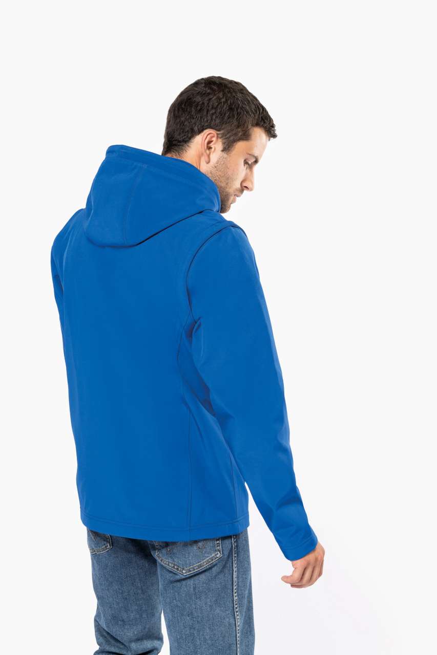 VESTE SOFTSHELL UNISEXE 3 COUCHES À CAPUCHE AVEC MANCHES AMOVIBLES
