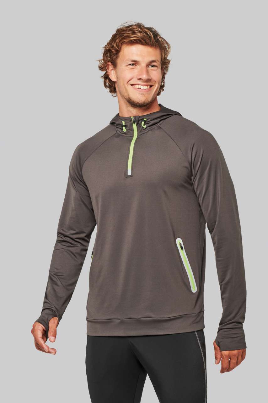 SWEAT-SHIRT DE SPORT À CAPUCHE ET COL ZIPPÉ