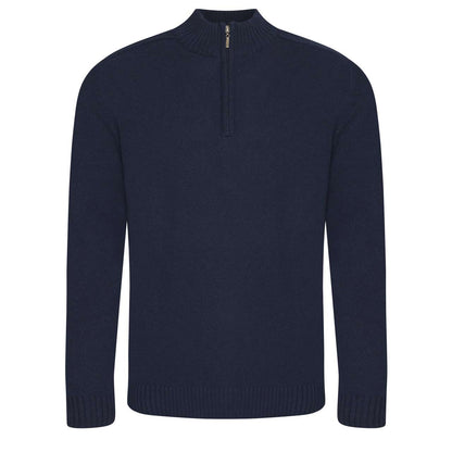 Wakhan 1/4 Zip Sustainable Sweater in Navy | utt:0cca3d9a21ed