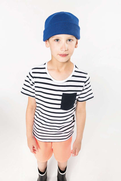 T-SHIRT MARIN À MANCHES COURTES ET POCHE POUR ENFANT