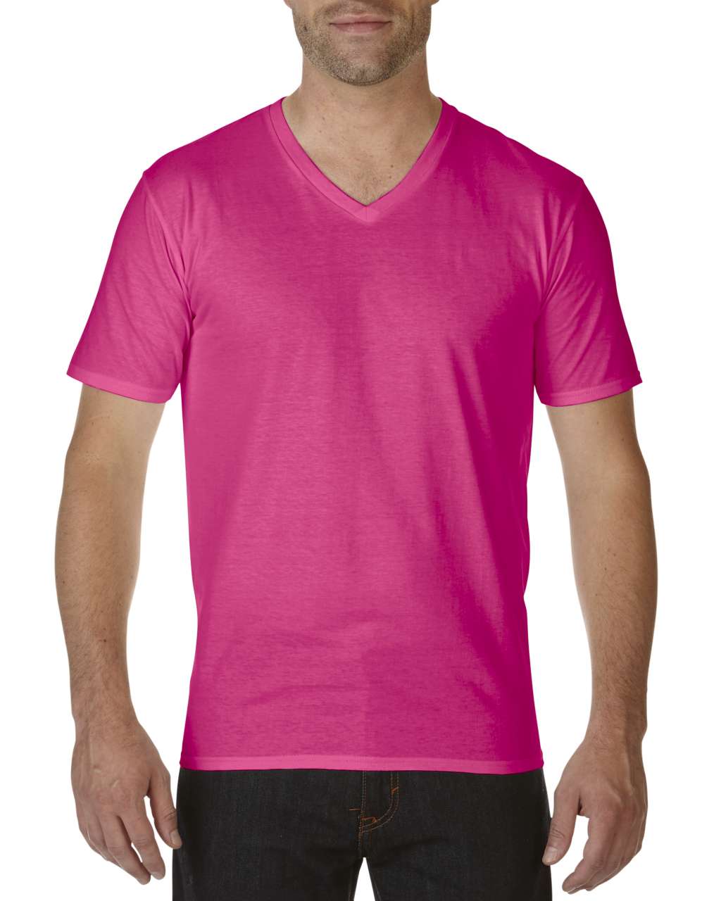 Premium Cotton ® Adult V-Neck T-Shirt in Heliconia