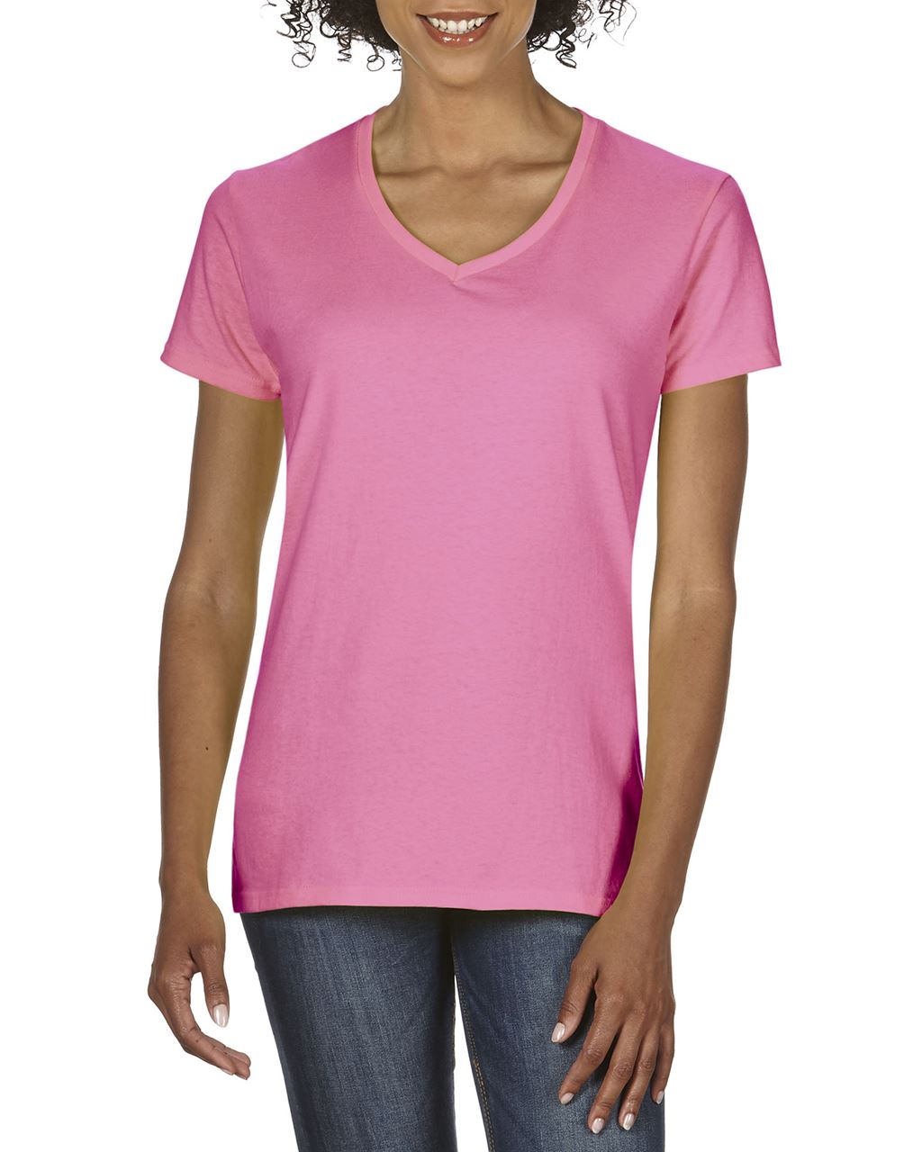 Premium Cotton ® Ladies' V-Neck T-Shirt in Azalea
