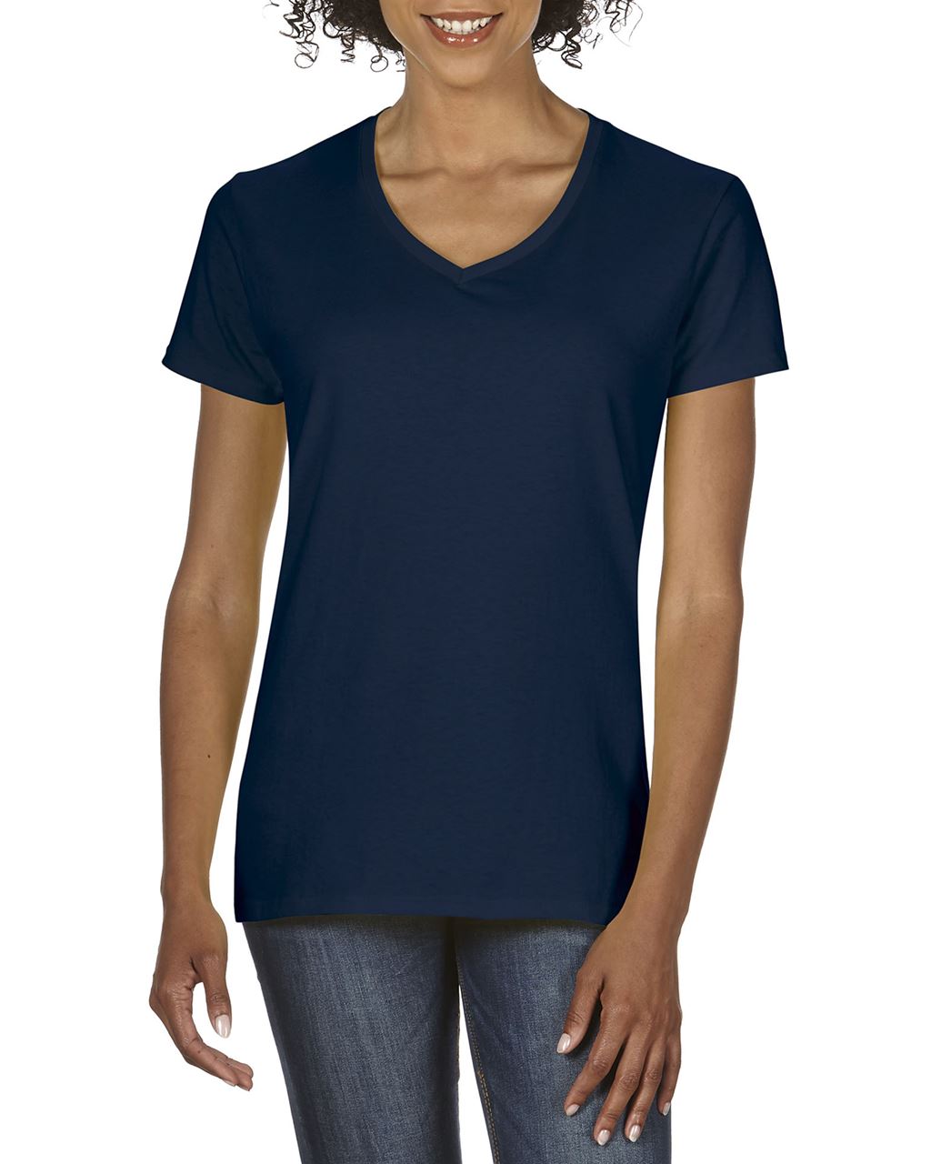 Premium Cotton ® Ladies' V-Neck T-Shirt in Navy