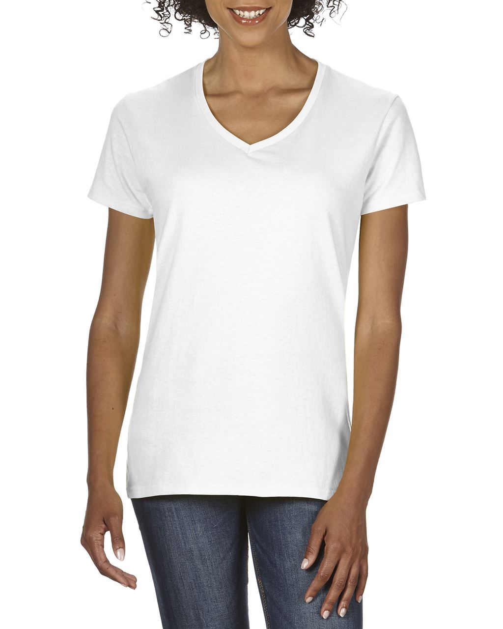 Premium Cotton ® Ladies' V-Neck T-Shirt in White