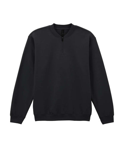 Softstyle™ Midweight Adult Fleece 1/4 Zip Sweatshirt in Black