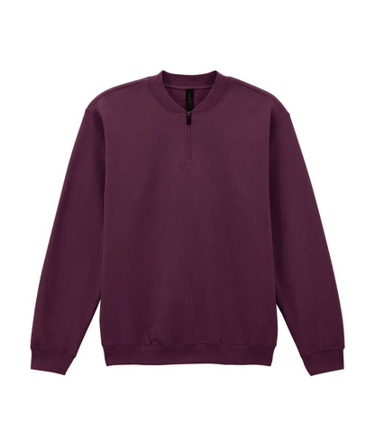 Softstyle™ Midweight Adult Fleece 1/4 Zip Sweatshirt in Maroon