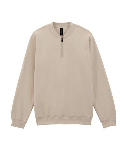 Softstyle™ Midweight Adult Fleece 1/4 Zip Sweatshirt in Sand