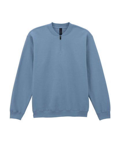 Softstyle™ Midweight Adult Fleece 1/4 Zip Sweatshirt in Stone Blue