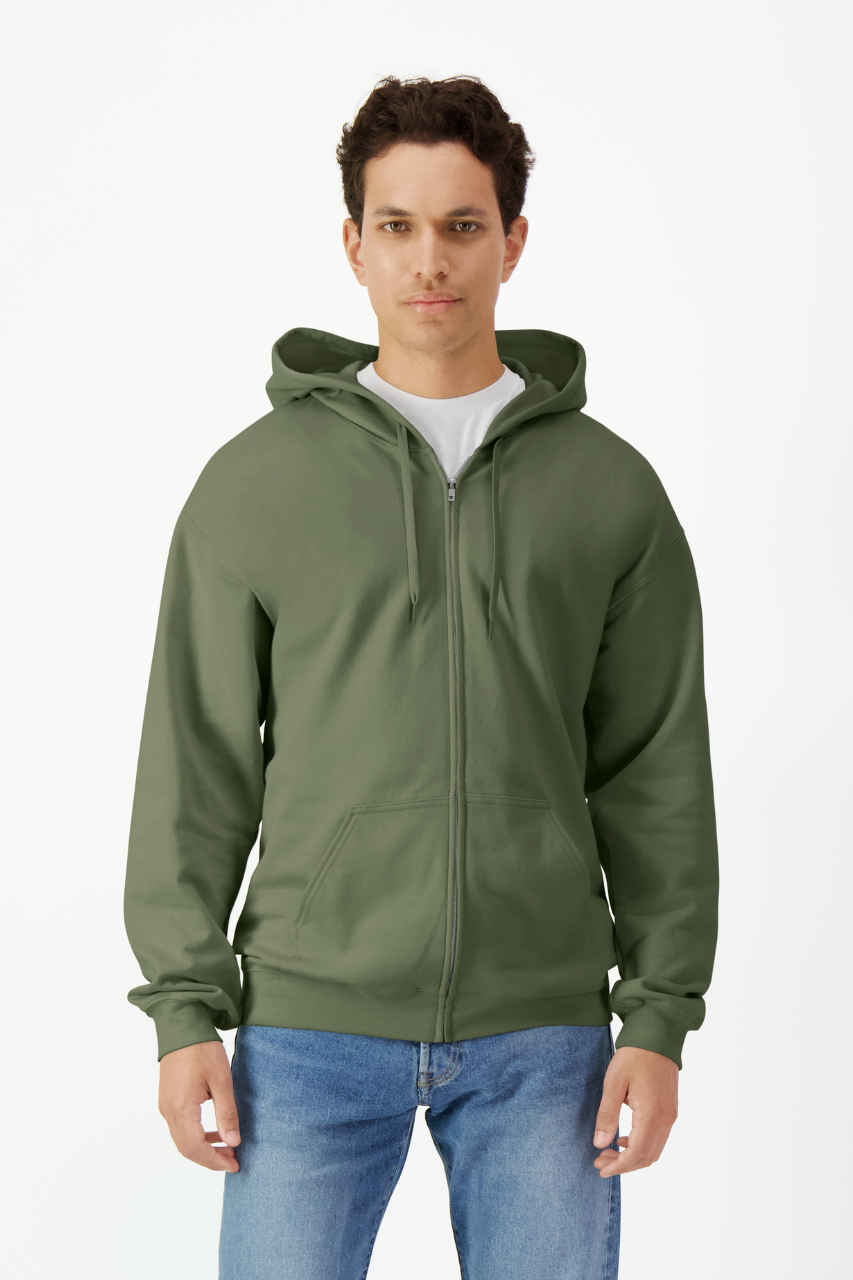 SOFTSTYLE™ MIDWEIGHT FLEECE ADULT FULL ZIP HOODED SWEATSHIRT - Gildan (2 of 5) | utt:accd16825962