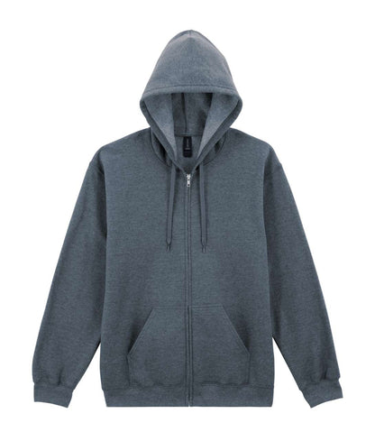 SOFTSTYLE™ MIDWEIGHT FLEECE ADULT FULL ZIP HOODED SWEATSHIRT in Dark Heather | utt:92215c9f7693