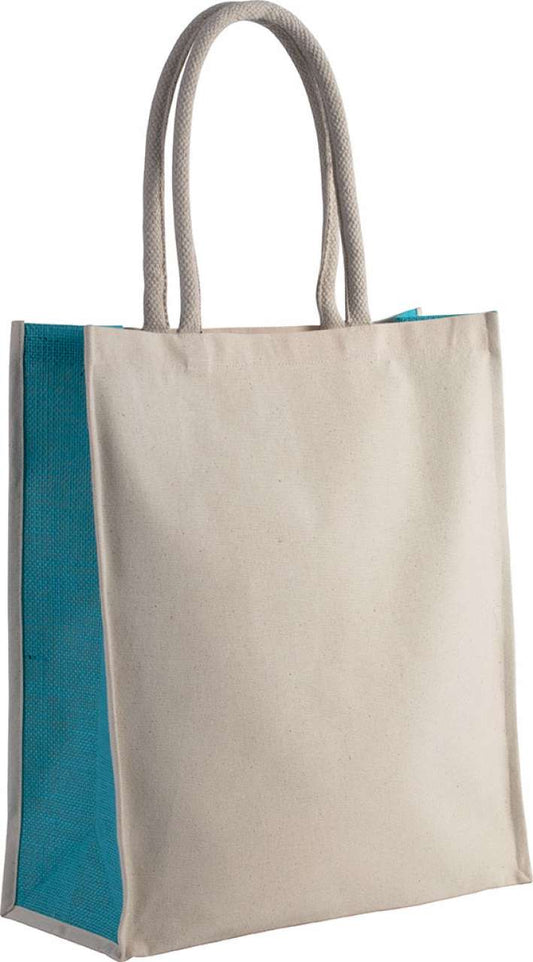 COTTON / JUTE TOTE BAG - 23 L in Natural/Black | utt:08fbe99737cd