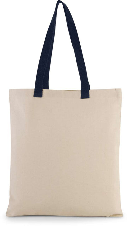 Flat Canvas Shopper With Contrast Handle in Natural/Navy