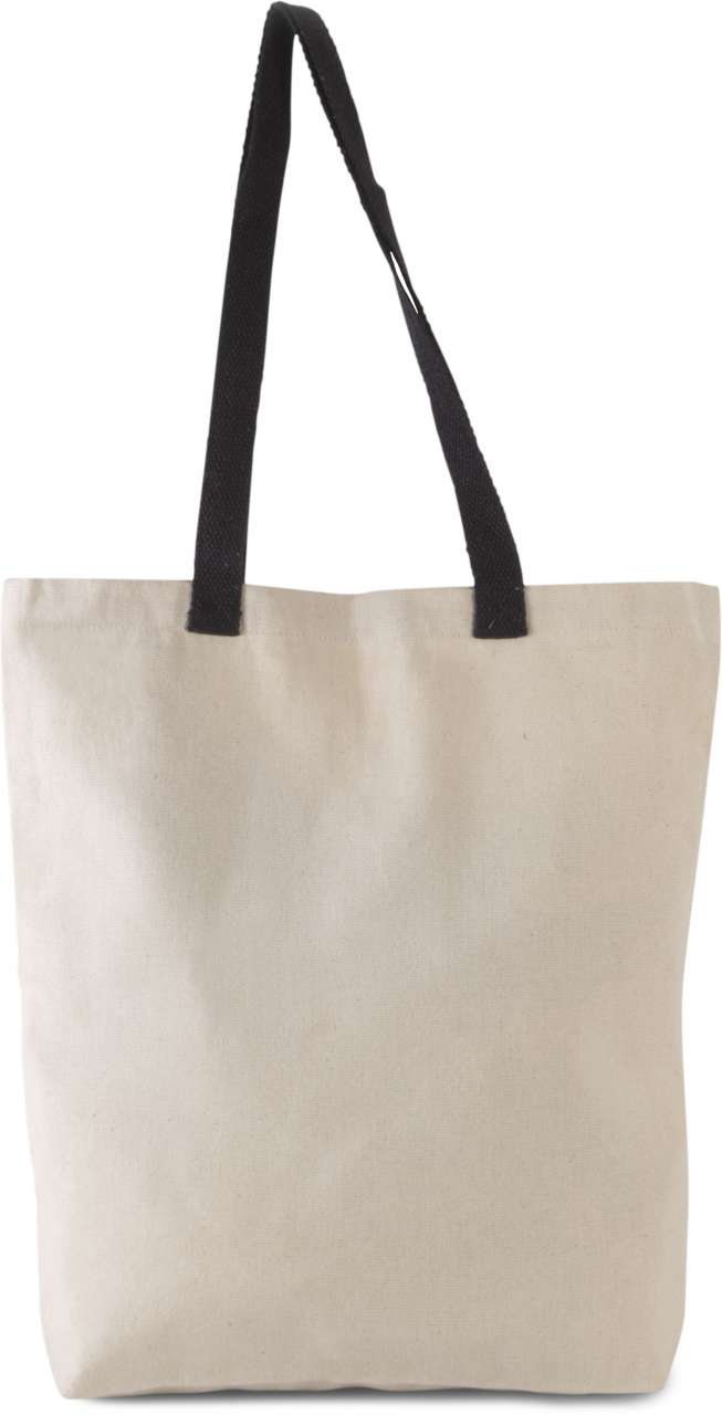 Flat Canvas Shopper With Contrast Handle in Natural/Black