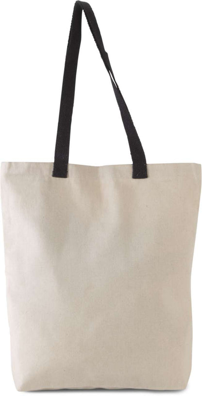 Flat Canvas Shopper With Contrast Handle in Natural/Black