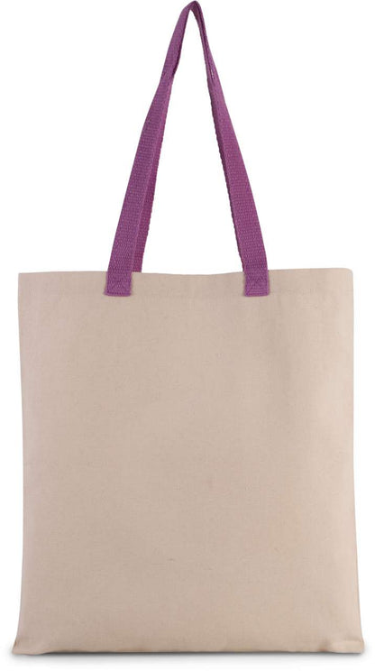 Flat Canvas Shopper With Contrast Handle in Natural/Radiant Orchid