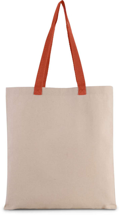 Flat Canvas Shopper With Contrast Handle in Natural/Spicy Orange