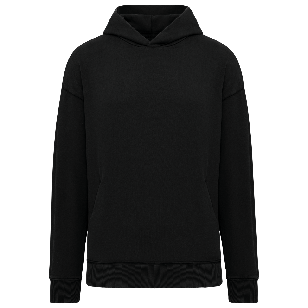Unisex Washed Effect Oversize Hooded Sweatshirt in Washed Black