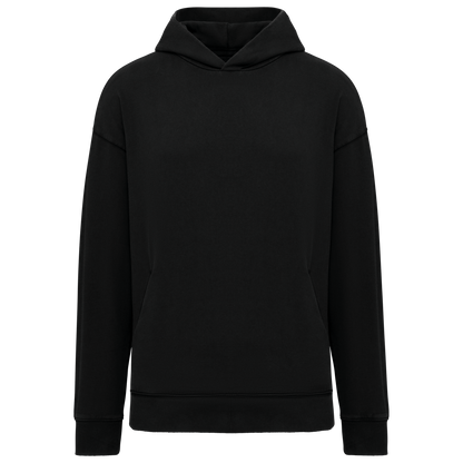 Unisex Washed Effect Oversize Hooded Sweatshirt in Washed Black
