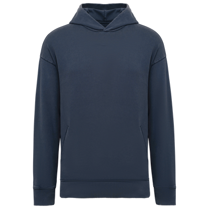 Unisex Washed Effect Oversize Hooded Sweatshirt in Washed Navy Blue