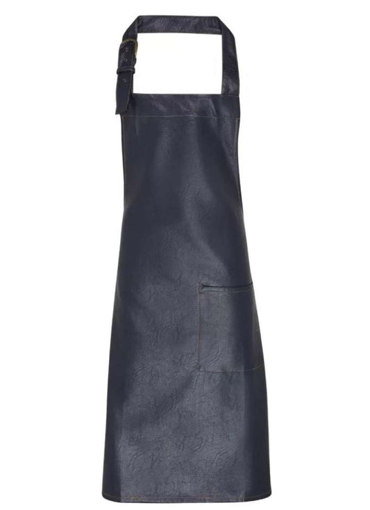 FAUX LEATHER BIB APRON in Navy | utt:59e5db772bb8