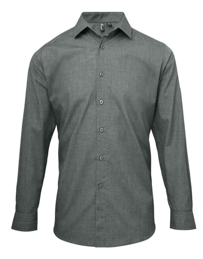 MEN'S CROSS-DYE ROLL SLEEVE POPLIN BAR SHIRT in Grey Denim | utt:d29b8bf6a388