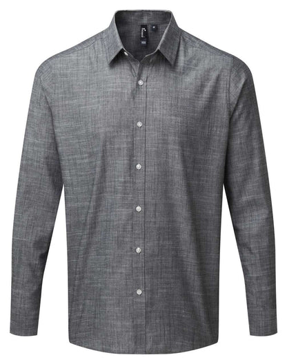 Men's Cotton Slub Chambray Long Sleeve Shirt in Grey | utt:89f068fa1320
