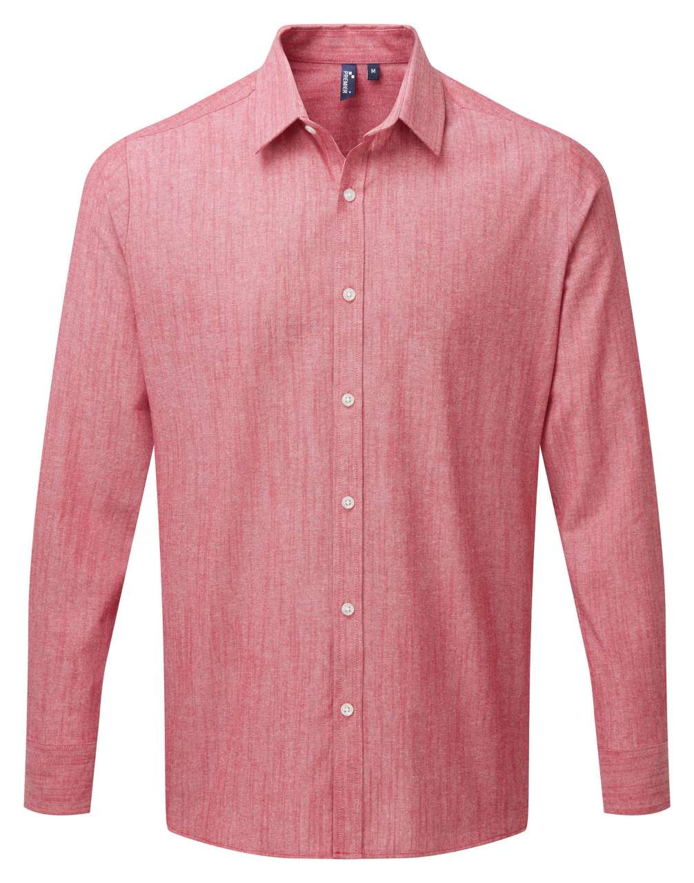 Men's Cotton Slub Chambray Long Sleeve Shirt in Red | utt:67fc1eef2dd1