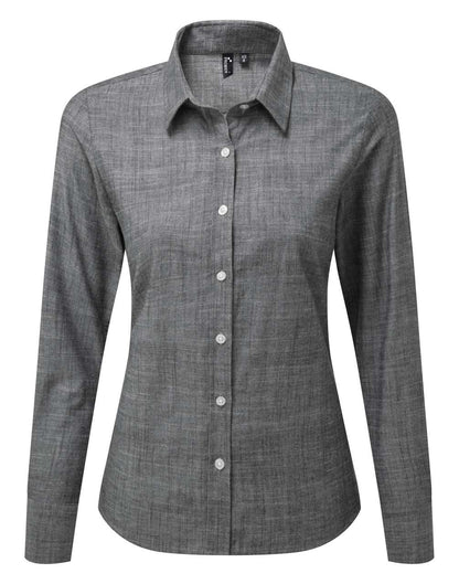 Women's Cotton Slub Chambray Long Sleeve Shirt in Grey | utt:aa2ddae2fddb