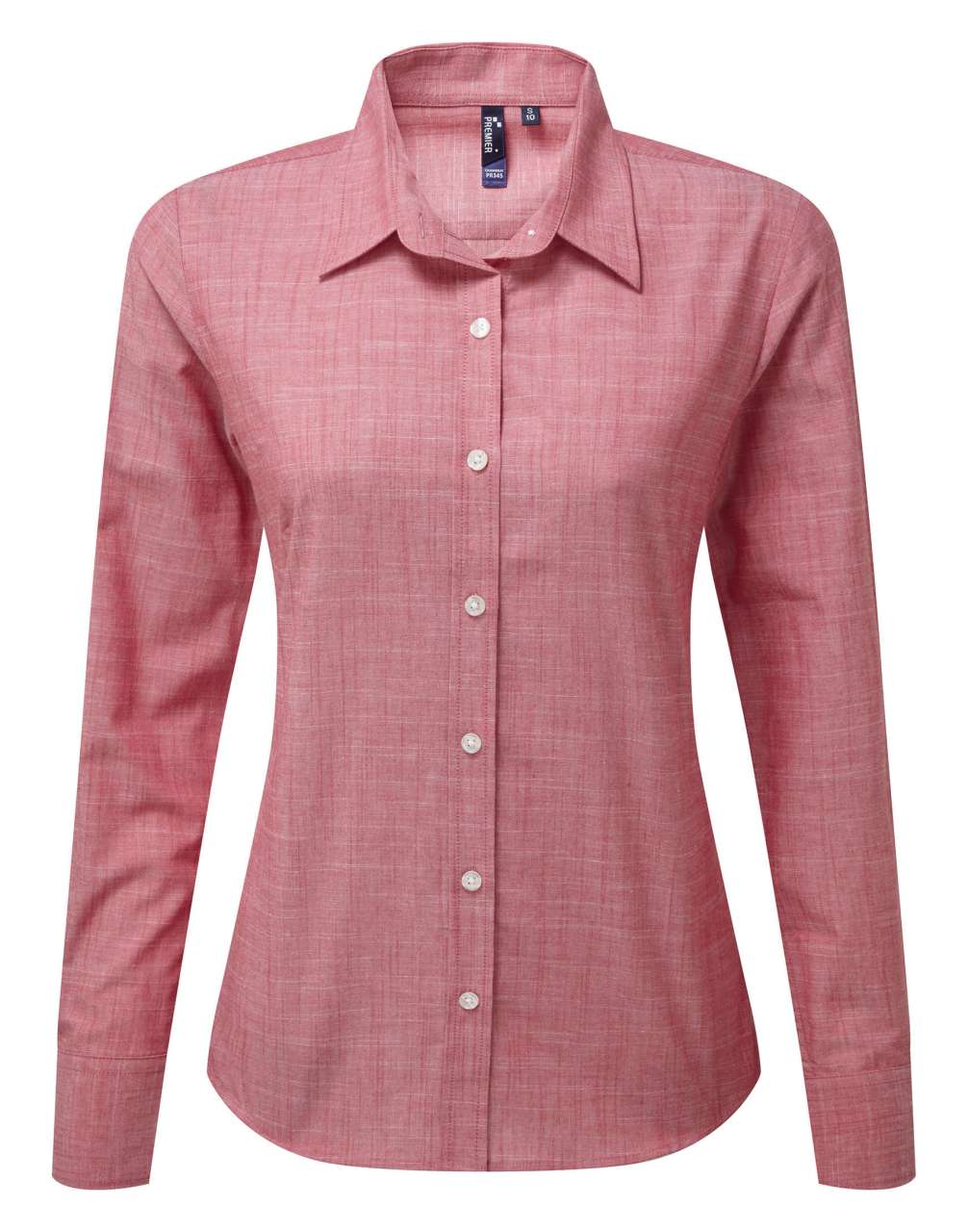 Women's Cotton Slub Chambray Long Sleeve Shirt in Red | utt:f1255051f3dc