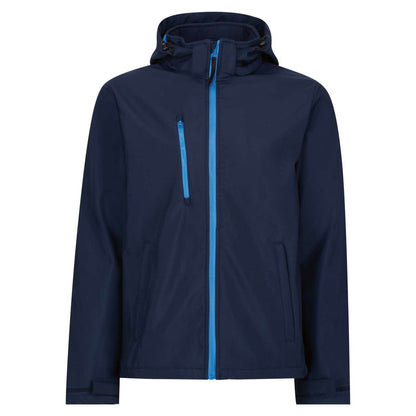 VENTURER 3 LAYER HOODED PRINTABLE SOFTSHELL JACKET in Navy/Navy | utt:39295fa84e86