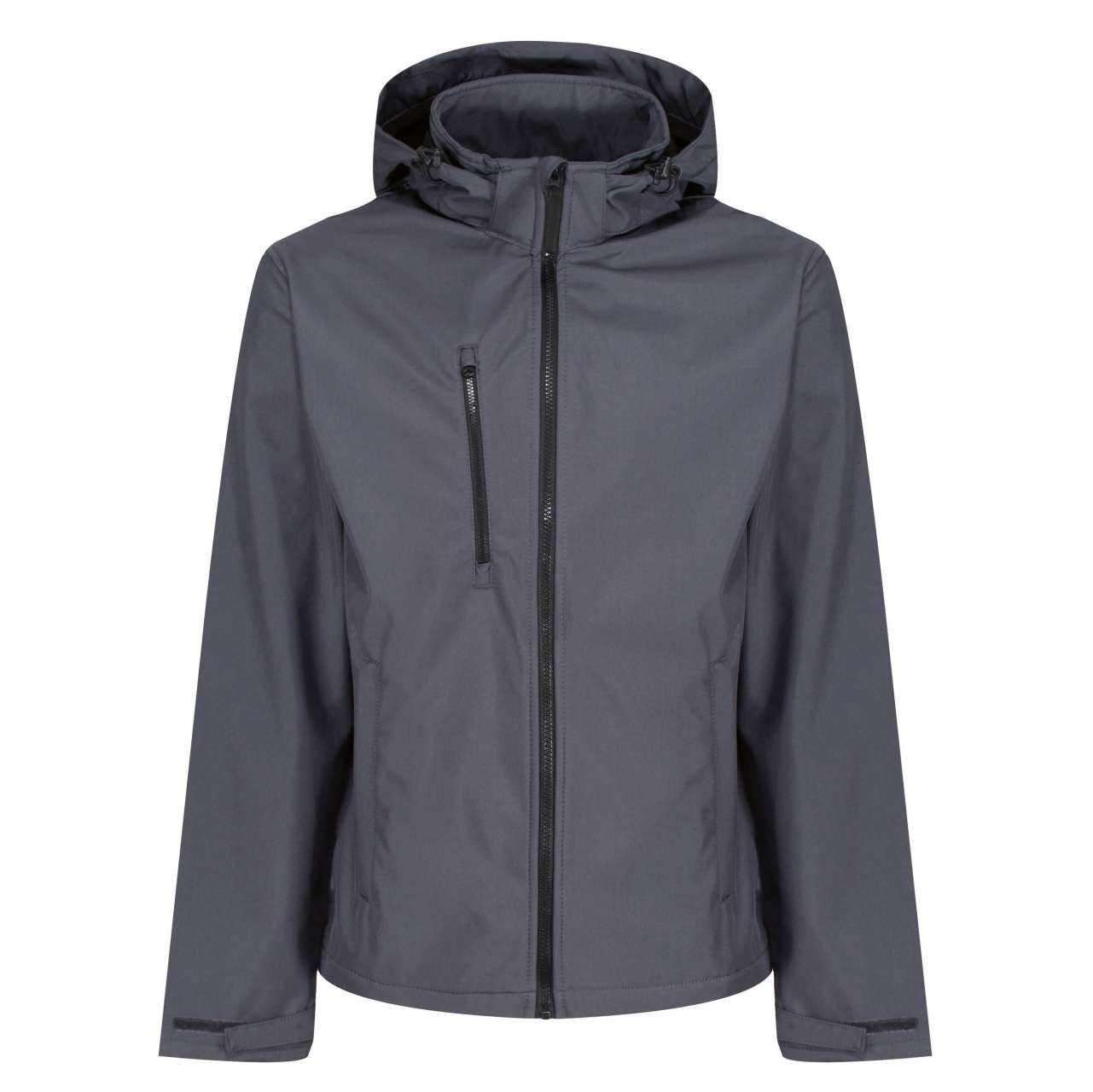 VENTURER 3 LAYER HOODED PRINTABLE SOFTSHELL JACKET in Seal Grey/Black | utt:e93b966bc372