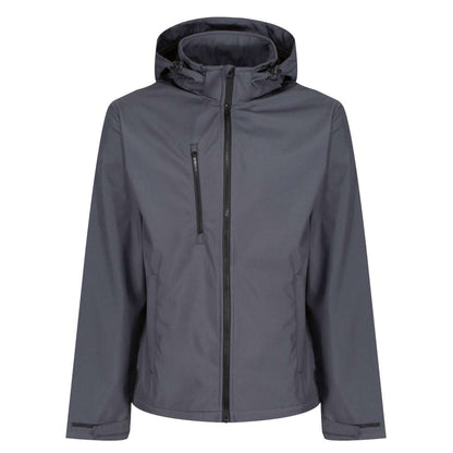 VENTURER 3 LAYER HOODED PRINTABLE SOFTSHELL JACKET in Seal Grey/Black | utt:e93b966bc372