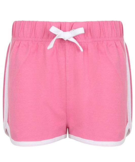 Kids' Retro Shorts in Bright Pink/White