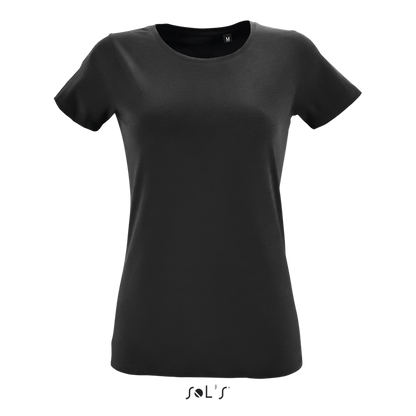 Sol's Regent Fit Women Round Collar Fitted T-Shirt in Deep Black | utt:ad0da667c671