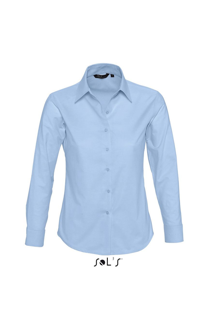 Sol's Embassy - Long Sleeve Oxford Women's Shirt in Sky Blue | utt:ca296fb27ded