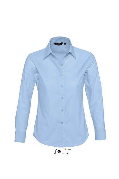 Sol's Embassy - Long Sleeve Oxford Women's Shirt in Sky Blue | utt:ca296fb27ded