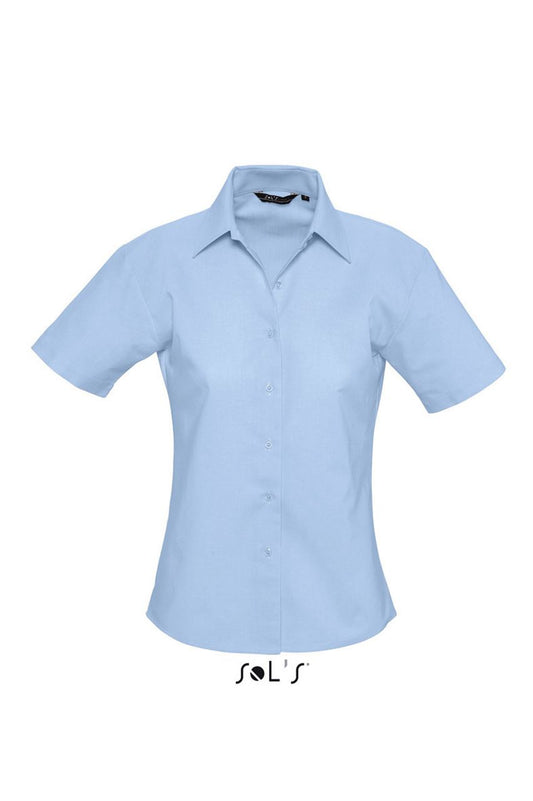 Sol's Elite - Short Sleeve Oxford Women's Shirt in Sky Blue | utt:2e1690e4f2f9