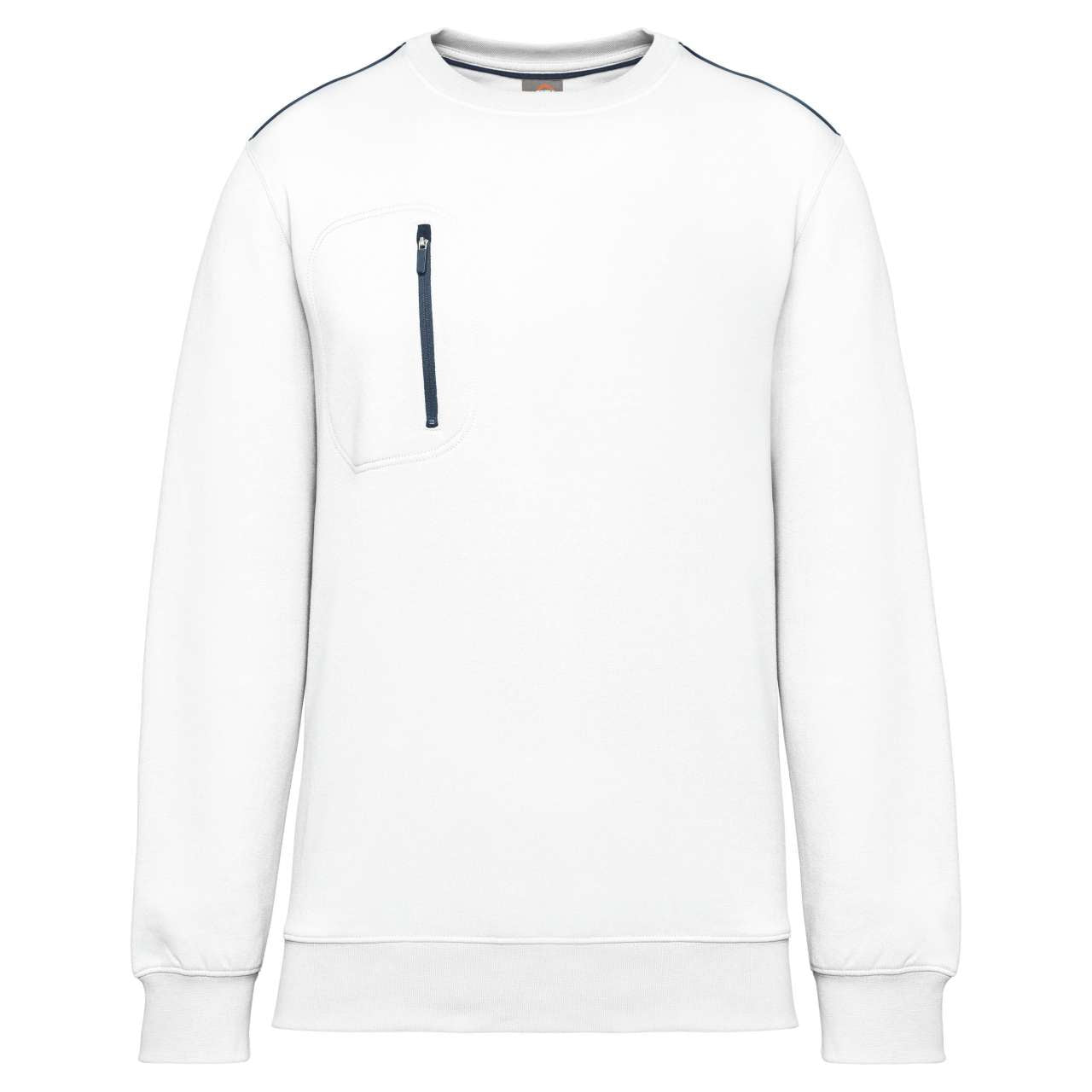 UNISEX DAYTODAY CONTRASTING POCKET SWEATSHIRT in White/Navy | utt:38fb06bede1f